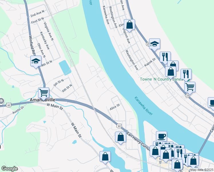 map of restaurants, bars, coffee shops, grocery stores, and more near 282 Oliver Street in Saint Albans