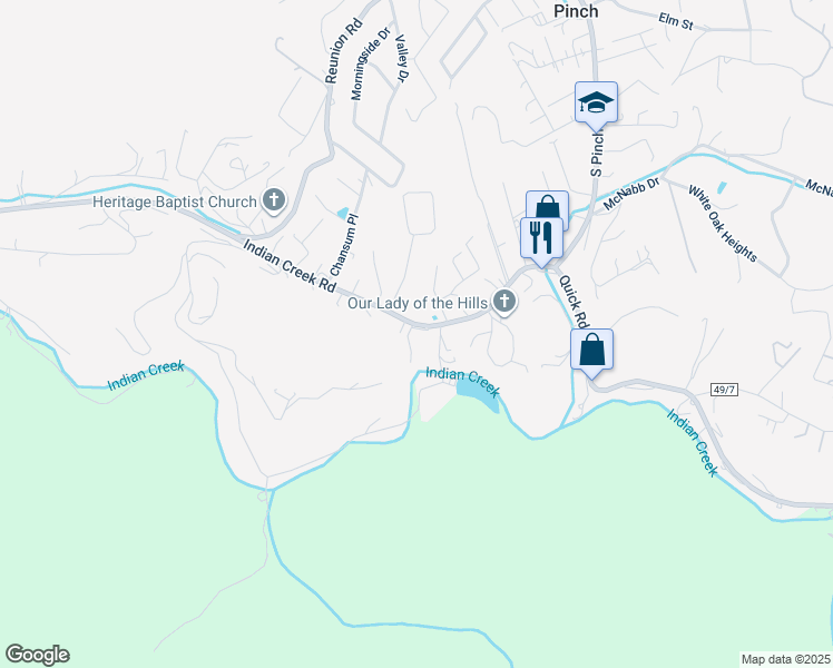 map of restaurants, bars, coffee shops, grocery stores, and more near 4066 Anderson Drive in Elkview