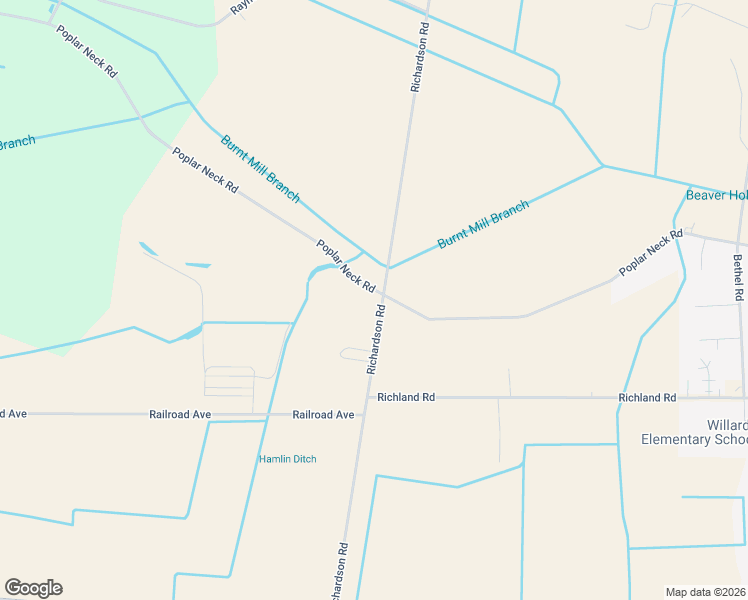 map of restaurants, bars, coffee shops, grocery stores, and more near 7622 Richardson Road in Willards