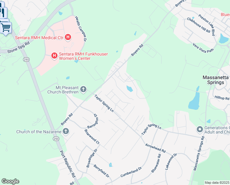 map of restaurants, bars, coffee shops, grocery stores, and more near 2935 Diamond Spring Lane in Harrisonburg