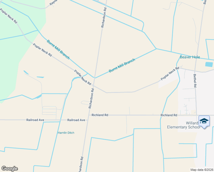 map of restaurants, bars, coffee shops, grocery stores, and more near Poplar Neck Road in Willards