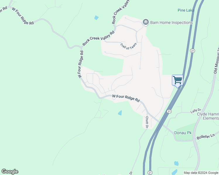 map of restaurants, bars, coffee shops, grocery stores, and more near 4901 Darren Drive in House Springs
