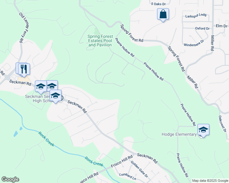 map of restaurants, bars, coffee shops, grocery stores, and more near 2840 East Springview Drive in Imperial