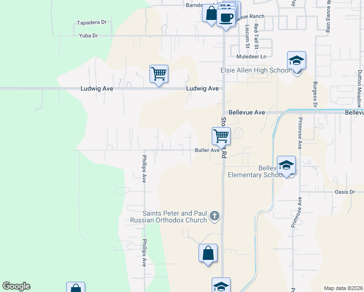 map of restaurants, bars, coffee shops, grocery stores, and more near 911 Butler Avenue in Santa Rosa