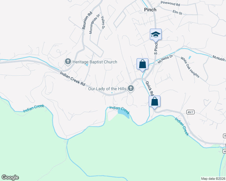 map of restaurants, bars, coffee shops, grocery stores, and more near 221 Forest Drive in Elkview