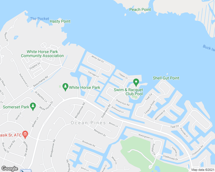 map of restaurants, bars, coffee shops, grocery stores, and more near 18 Grand Port Road in Ocean Pines
