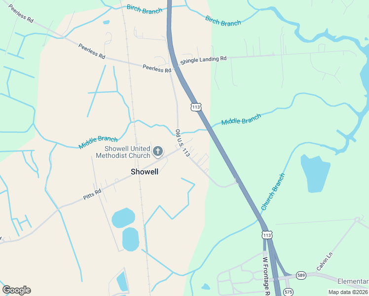 map of restaurants, bars, coffee shops, grocery stores, and more near 11636 Old U.S. 113 in Showell