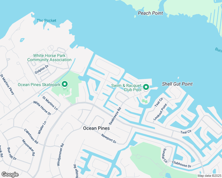 map of restaurants, bars, coffee shops, grocery stores, and more near 18 Grand Port Road in Ocean Pines
