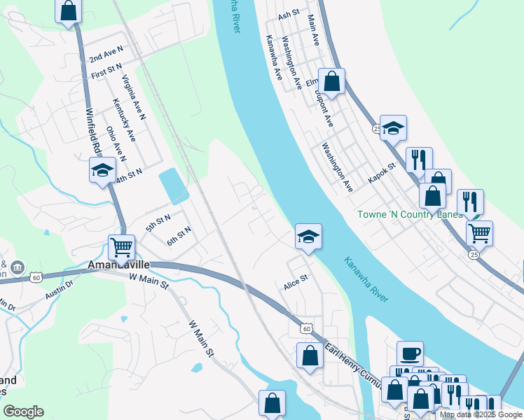 map of restaurants, bars, coffee shops, grocery stores, and more near 320 Oliver Street in Saint Albans