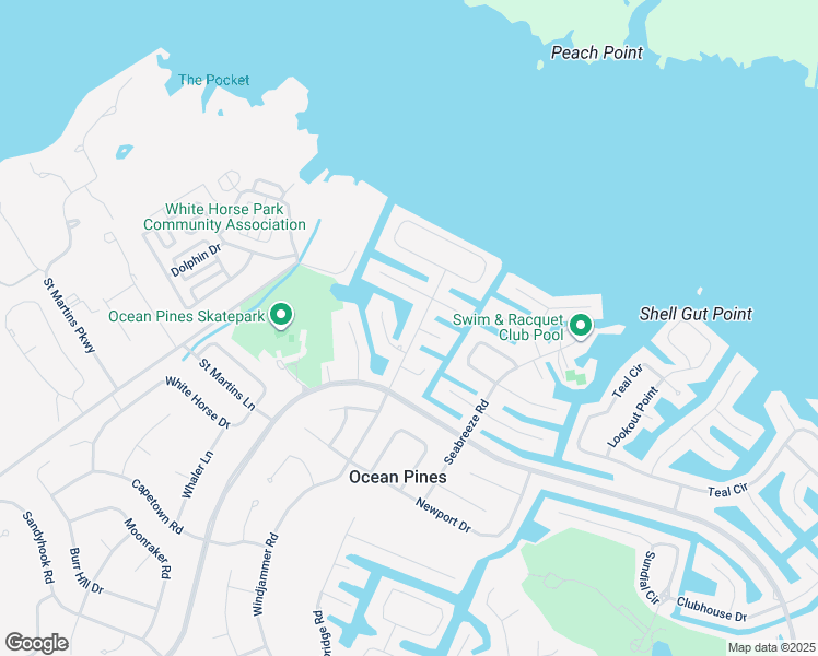 map of restaurants, bars, coffee shops, grocery stores, and more near 16 Windjammer Road in Ocean Pines