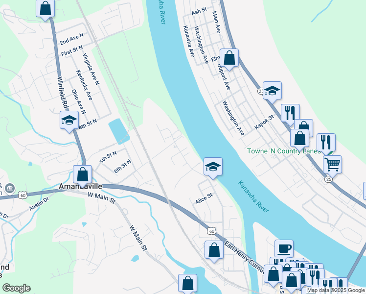 map of restaurants, bars, coffee shops, grocery stores, and more near 320-498 Oliver Street in Saint Albans