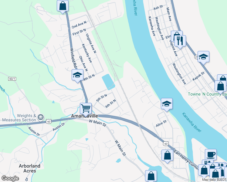 map of restaurants, bars, coffee shops, grocery stores, and more near 106 Maryland Avenue North in Saint Albans