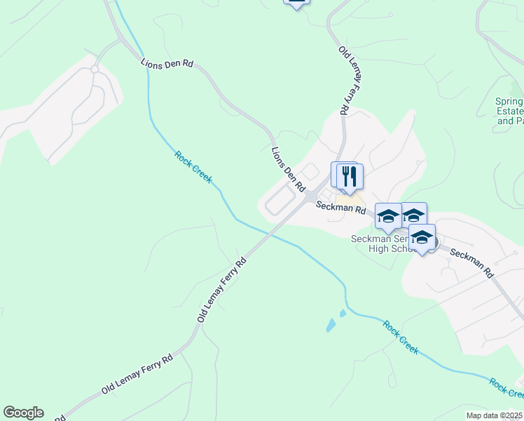 map of restaurants, bars, coffee shops, grocery stores, and more near 5335 South Bellerieve Lane in Imperial