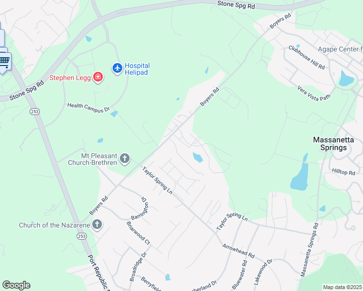 map of restaurants, bars, coffee shops, grocery stores, and more near 2864 Cullison Court in Harrisonburg