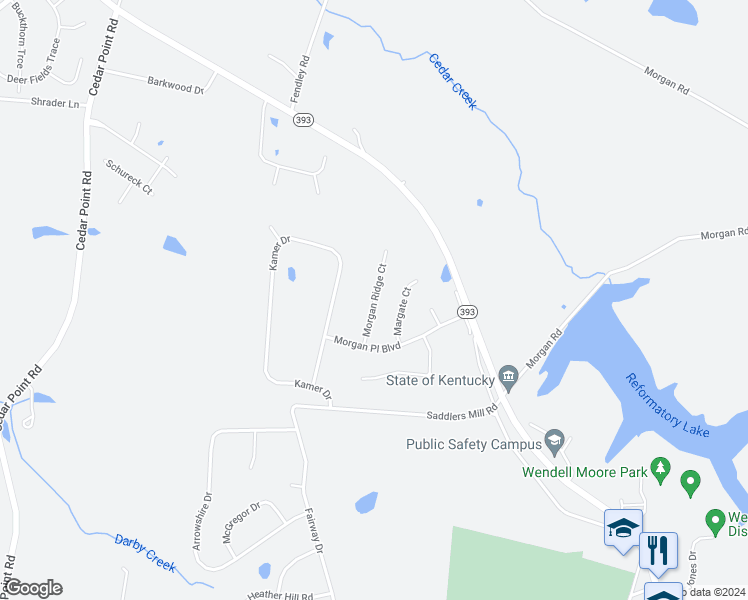 map of restaurants, bars, coffee shops, grocery stores, and more near 2218 Morgan Ridge Court in La Grange