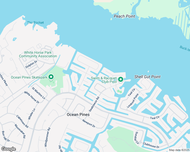 map of restaurants, bars, coffee shops, grocery stores, and more near 18 Grand Port Road in Ocean Pines