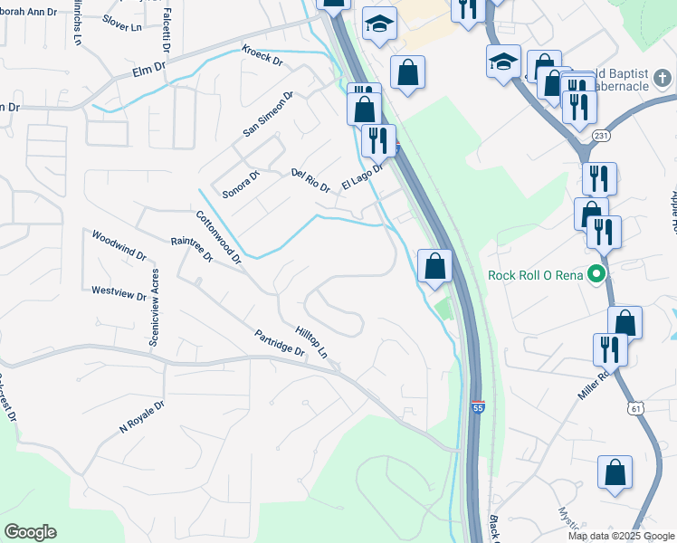 map of restaurants, bars, coffee shops, grocery stores, and more near 4065 Whitehall Drive in Arnold