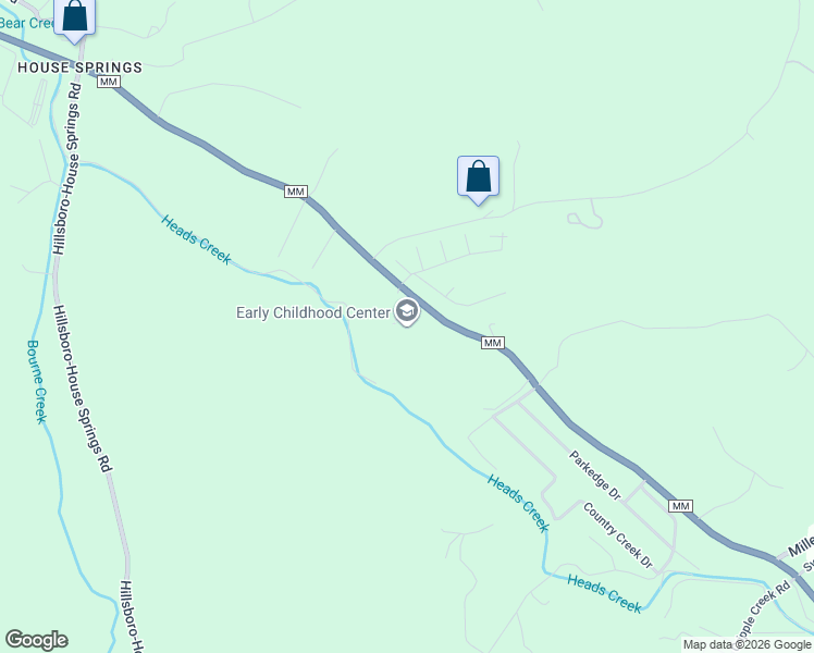 map of restaurants, bars, coffee shops, grocery stores, and more near 6180 State Highway MM in House Springs