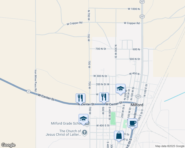 map of restaurants, bars, coffee shops, grocery stores, and more near 308 South 700 West Street in Milford