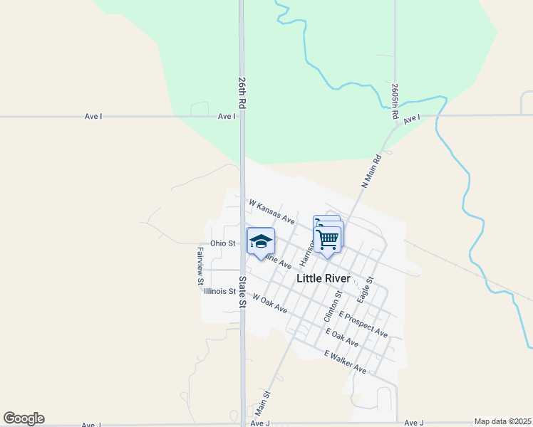 map of restaurants, bars, coffee shops, grocery stores, and more near 430 West Kansas Avenue in Little River