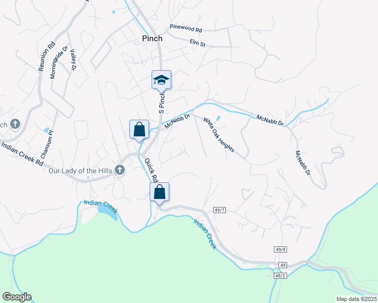 map of restaurants, bars, coffee shops, grocery stores, and more near 827 Mc Nabb Drive in Elkview