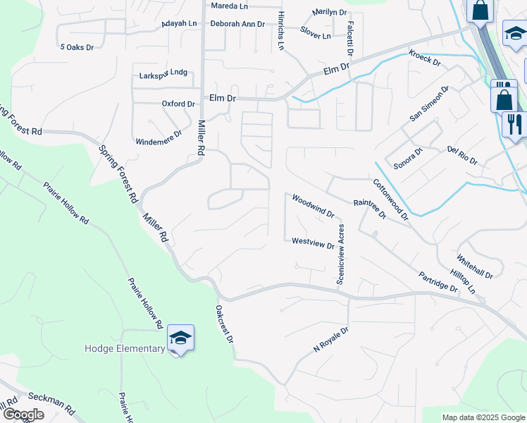 map of restaurants, bars, coffee shops, grocery stores, and more near 5001 Country Valley Drive in Imperial