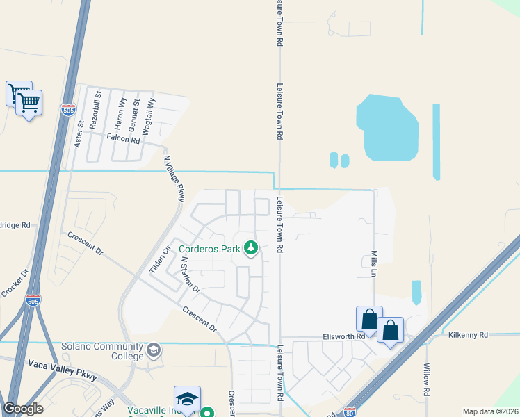 map of restaurants, bars, coffee shops, grocery stores, and more near 301 Frisbie Circle in Vacaville