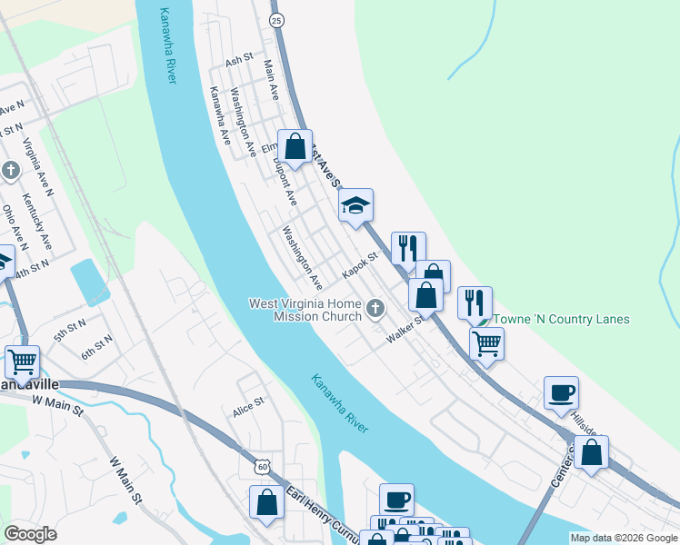 map of restaurants, bars, coffee shops, grocery stores, and more near 1003 Dupont Avenue in Nitro