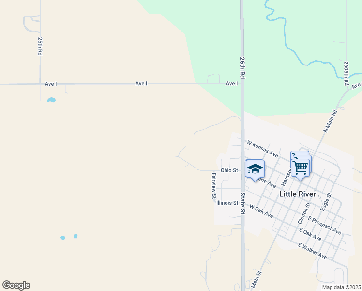 map of restaurants, bars, coffee shops, grocery stores, and more near Ohio Street in Little River