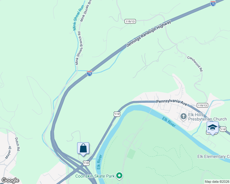 map of restaurants, bars, coffee shops, grocery stores, and more near in Big Chimney