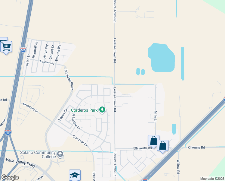 map of restaurants, bars, coffee shops, grocery stores, and more near 331 Frisbie Circle in Vacaville