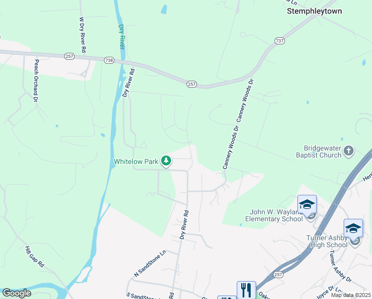 map of restaurants, bars, coffee shops, grocery stores, and more near 103 Millview Drive in Bridgewater