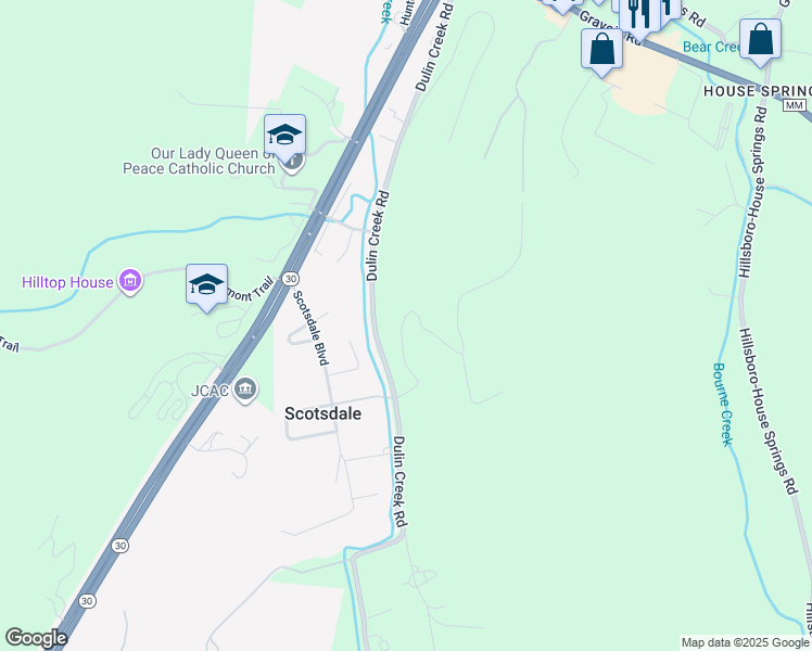 map of restaurants, bars, coffee shops, grocery stores, and more near 6818 Tree Top in House Springs