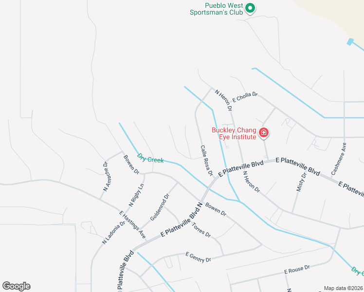 map of restaurants, bars, coffee shops, grocery stores, and more near 1644 Calle Rosa Drive in Pueblo West