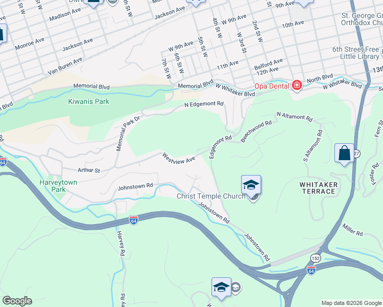 map of restaurants, bars, coffee shops, grocery stores, and more near 137 Westview Avenue in Huntington