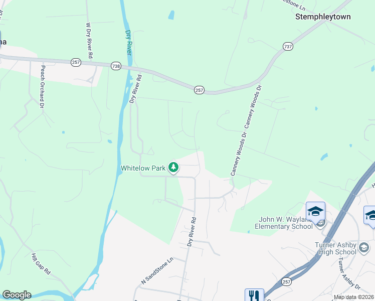 map of restaurants, bars, coffee shops, grocery stores, and more near 103 Millview Drive in Bridgewater