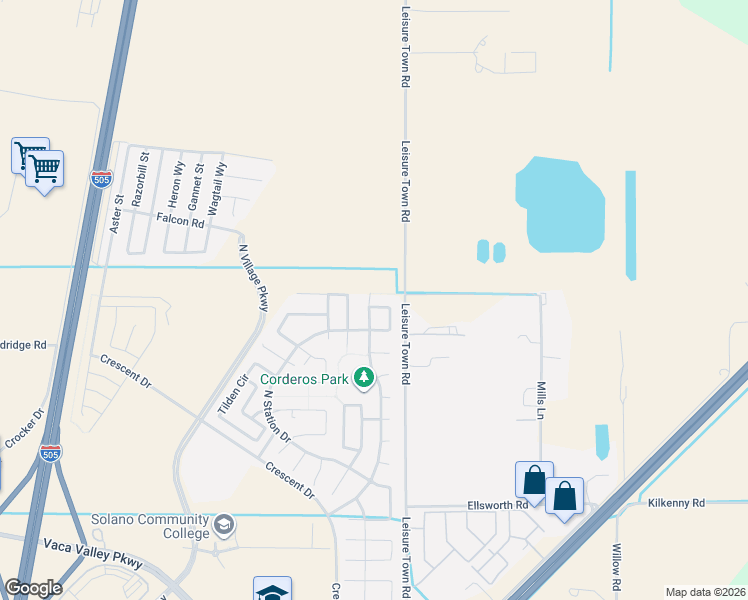 map of restaurants, bars, coffee shops, grocery stores, and more near 1157 Parkside Drive in Vacaville