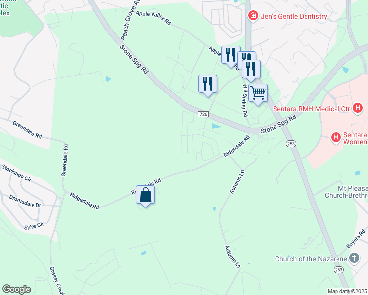 map of restaurants, bars, coffee shops, grocery stores, and more near 2015 Reserve Circle in Harrisonburg