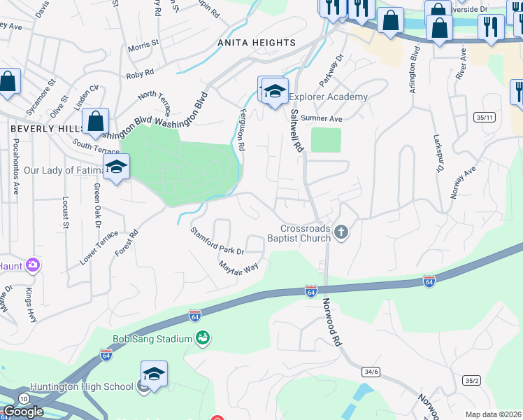 map of restaurants, bars, coffee shops, grocery stores, and more near 734-776 Norway Avenue in Huntington