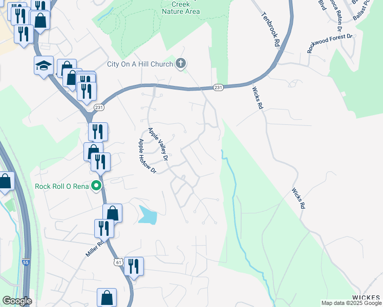 map of restaurants, bars, coffee shops, grocery stores, and more near 4209 Sunny Glen Court in Arnold