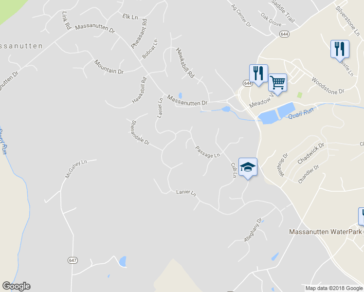 map of restaurants, bars, coffee shops, grocery stores, and more near 156 Fridley Court in McGaheysville