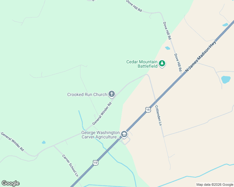 map of restaurants, bars, coffee shops, grocery stores, and more near 9366 General Winder Road in Rapidan