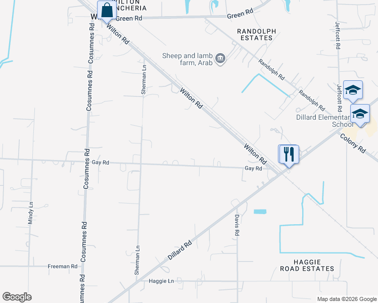 map of restaurants, bars, coffee shops, grocery stores, and more near 11187 Gay Road in Wilton