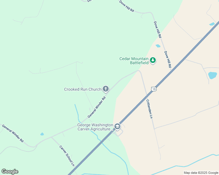 map of restaurants, bars, coffee shops, grocery stores, and more near 9377 General Winder Road in Rapidan