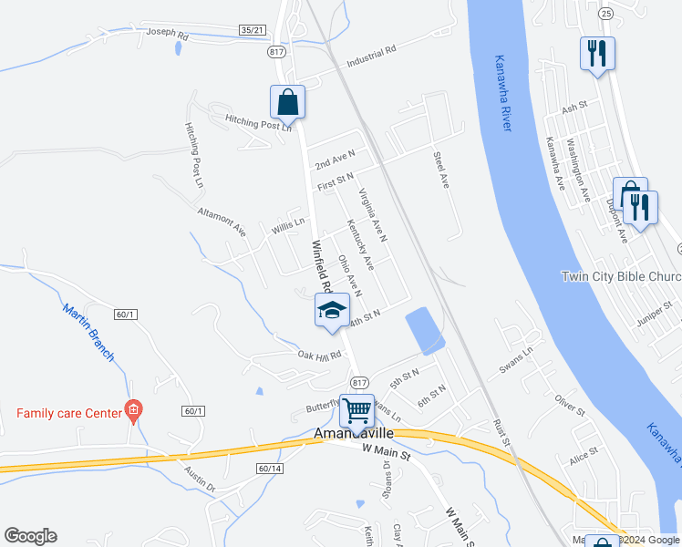 map of restaurants, bars, coffee shops, grocery stores, and more near 221 Ohio Avenue North in Saint Albans