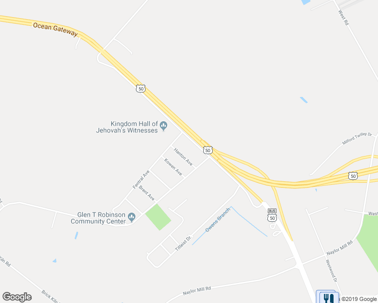 map of restaurants, bars, coffee shops, grocery stores, and more near 7631 Hanton Avenue in Salisbury