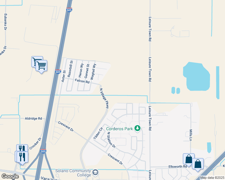 map of restaurants, bars, coffee shops, grocery stores, and more near 548 Twilight Street in Vacaville
