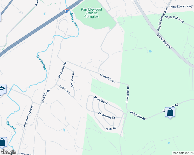 map of restaurants, bars, coffee shops, grocery stores, and more near 2758 Dorval Road in Harrisonburg