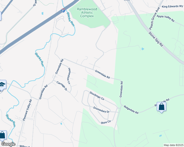 map of restaurants, bars, coffee shops, grocery stores, and more near 2758 Dorval Road in Harrisonburg