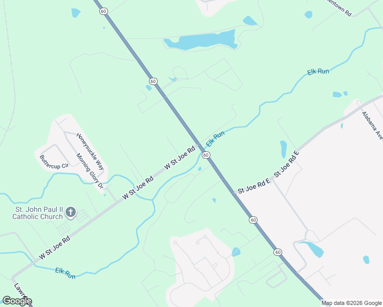 map of restaurants, bars, coffee shops, grocery stores, and more near 1616 West Saint Joe Road in Sellersburg